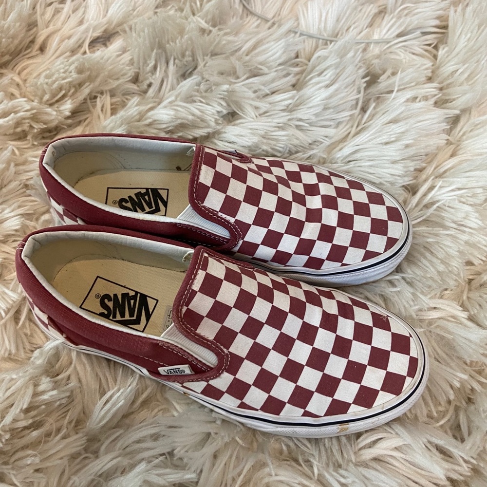 Checkered slip on vans